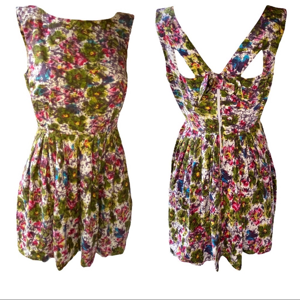 Bar III | 💎 Abstract Floral Fit and Flare Mini Dress.